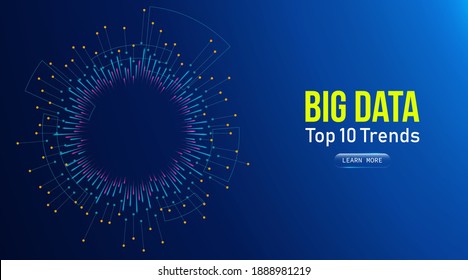 Big data trends web banner. Data visualization with dots and lines
