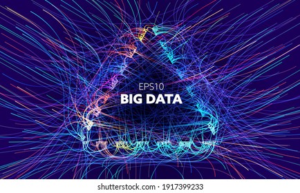 Big data triangle vector background. Visual sort analysis. Wave flow data. Bigdata design.
