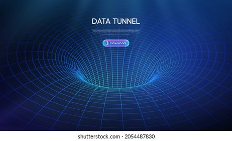Big data tunnel vector illustration. Abstract digital background. Computer data tunnel technology. Sorting data and network security. Innovation technology business abstract background. svg