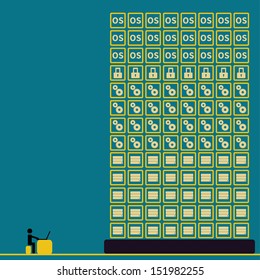 Big data and user concept ideas with vintage color