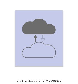 Big data Vector black icon on color sticker. Material design