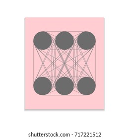 Big data Vector black icon on color sticker. Material design