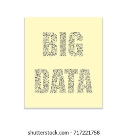 Big data Vector black icon on color sticker. Material design