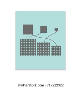 Big data Vector black icon on color sticker. Material design