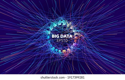 Big data vector circle background. Visual sort analysis. Wave flow data. Bigdata stream design.