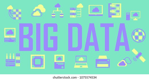big data vector flat icon. mono symbol illustration.
