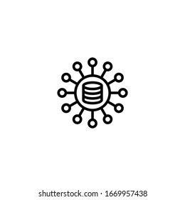 Big data vector icon in linear, outline icon isolated on white background