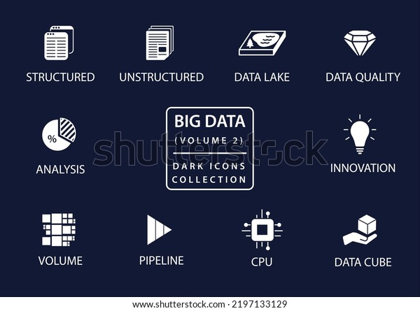 Big Data Vector Icon Set Flat Stock Vector (Royalty Free) 2197133129 ...