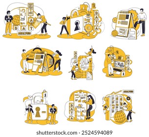Big data vector illustration. Analysis, architects blueprint, designs structures wisdom within big data Big data concept, cosmic blueprint, outlines grand design information universe