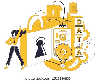 Big data vector illustration. Finance and economy, economic alchemy, transmutes data into gold insights Information medium, storytellers canvas, paints narratives with hues big data wisdom