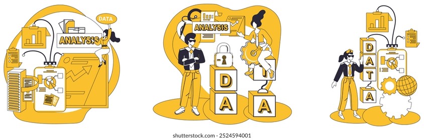 Big data vector illustration. Data processing, alchemy information, transforms raw into insights Data center, nerve center, orchestrates symphony big data operations mining, digital