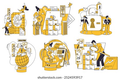 Big data vector illustration. Big data, silent conductor, orchestrates symphony digital insights Database, repository knowledge, cradles essence big data narratives Data processing, alchemy