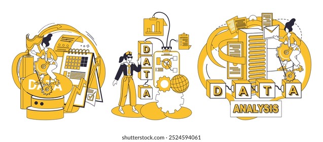 Big data vector illustration. Big data, silent conductor, orchestrates symphony digital insights Database, repository knowledge, cradles essence big data narratives Data processing, alchemy