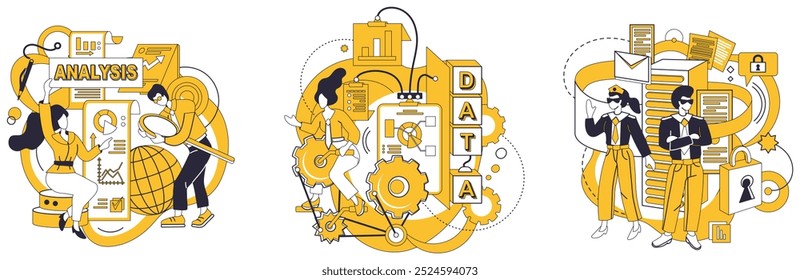 Big data vector illustration. Big data, silent behemoth, shapes landscape digital age Database, repository knowledge, empowers journey big data Data processing, alchemy information, transforms raw