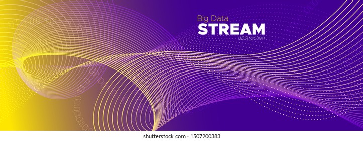 Big Data Vector. Violet Technology Background. 3d Digital Particles. Matrix Digits. Big Data Analysis. Neon Technology Abstract. Digital Binary Wave. Glow Matrix Number. Big Data Concept.