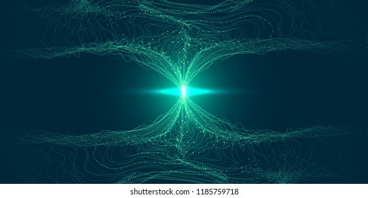 Big Data Vector Visualization. 3d Futuristic Cosmic Design. Technology Background. Visual Presentation On The Analysis Of Big Data. Glow Fractal Element In Futuristic Style. Digital Data Visualization