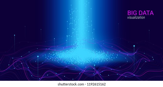Big Data Vector Visualization. 3d Futuristic Cosmic Design. Technology Background. Visual Presentation on the Analysis of Big Data. Glow Fractal Element in Futuristic Style. Digital Data Visualization - Shutterstock ID 1192615162