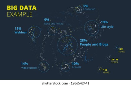 Big Data Vector Visualization. Technology Background. Visual Presentation on the Analysis of Big Data. Glow Fractal Element in Futuristic Style. Social network or business analytics representation.