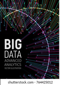 Big data visual energy fractals. Technology network infographic. Information analytics design. Vector illustration.