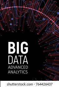 Big data visual energy fractals. Technology network infographic. Information analytics design. Vector illustration.