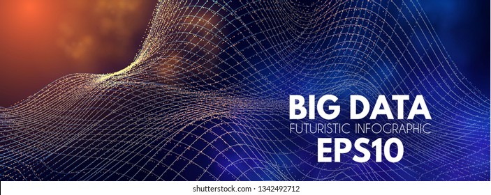 Big Data Visualisation. Futuristic Infogtaphic. 3D Abstract Space. Information Design. Vector Illustration