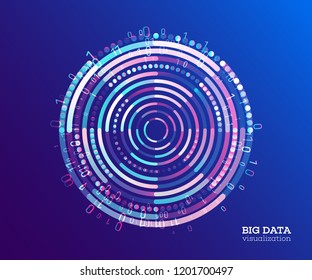 Big data visualization. Abstract background with dots array and lines. Connection structure. Data array visual concept.