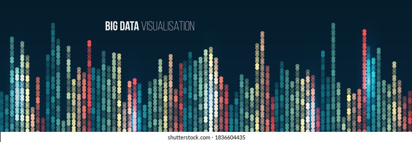 Visualisierung großer Daten. Abstrakter Hintergrund mit Zeilenarray und Binärcode. Verbindungsstruktur. Visuelles Datenarray-Konzept. Big Data Connection Komplex.