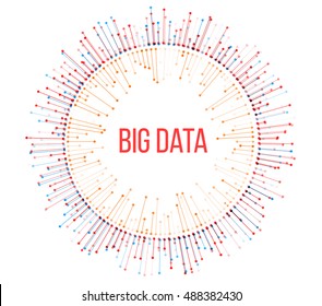 Big Data Visualization. Abstract Background With Dots Array And Lines. Connection Structure. Vector Illustration.