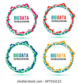 Big Data Visualization. Abstract Background with Dots Array and Lines. Connection Structure. Vector Illustration. Set