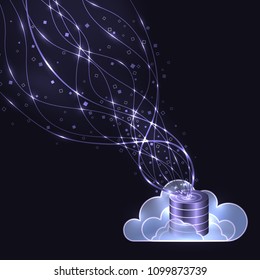 Big data visualization, abstract cloud database, vector illustration