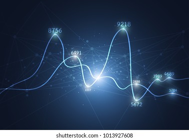 Big data visualization. Abstract graphic technology background . Graph and chart Information concept. Vector illustration 