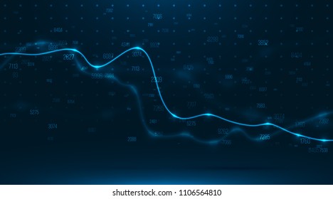 Big data visualization . Abstract graphic consisting of blured points , graph and chart . Information concept . Business , technology background . Vector infographic