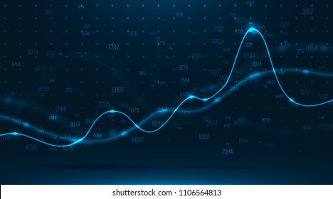 Big data visualization . Abstract graphic consisting of blured points , graph and chart . Information concept . Business , technology background . Vector infographic - Shutterstock ID 1106564813