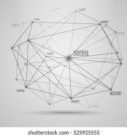 Big Data Visualization . Abstract Graphic Consisting Of Blured Points And Lines . Polygonal Objects . Network Connection .Information Concept . Scince And Technology Background .