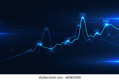 Big Data Visualization. Abstract Graphic Consisting Of Blurred Points, Graph And Chart. Information Concept. Business, Technology Background. Vector Infographic.