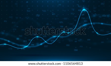 Big data visualization . Abstract graphic consisting of blured points , graph and chart . Information concept . Business , technology background . Vector infographic