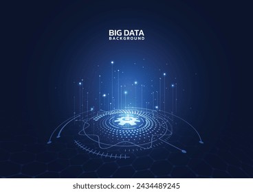 Big data visualization. Abstract technology innovation communication concept digital blue design background. Vector illustration