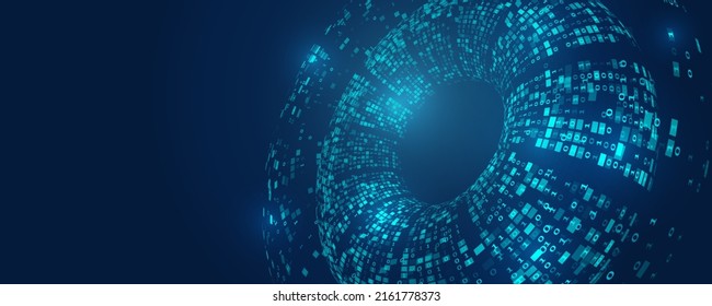 Big Data Visualization. Algorithm Or Machine Learning Illustration. Abstract Binary Code. Binary Data. Technological Background Decryption And Encryption Of Information.