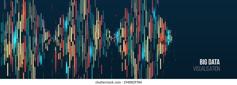 Big data visualization algorithms. Computer technology sorting data concept. Machine learning algorithm. Waves array visual concept.