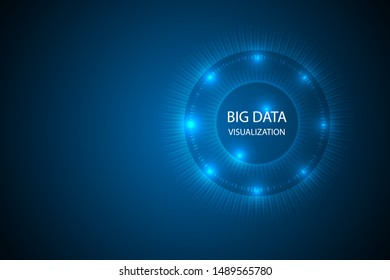 Big data visualization analysis abstract background. big data futuristic light with lines and circle technology. 