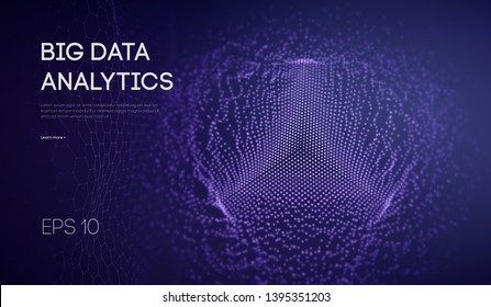 Big data visualization. Background 3d .Big data connection background. Cyber technology Ai tech wire network futuristic wireframe data visualisation. Vector illustration . Artificial intelligence .