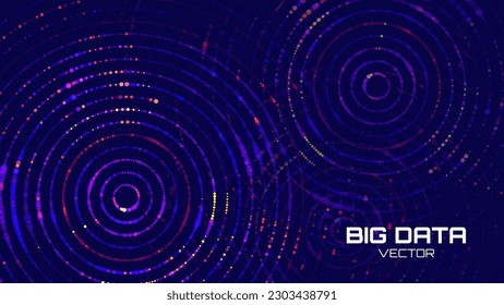 Big Data Visualization Background. Abstract Ripples Connection Backdrop. Cyber Technology AI Tech Network Futuristic Wireframe. Vector Illustration. Artificial Intelligence.