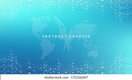 Big data visualization background. Graphic abstract background communication. Perspective backdrop. Analytical network visualization. Network and connection background. Vector illustration
