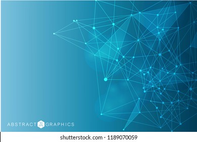 Big Data Visualization Background. Modern Futuristic Virtual Abstract Background. Science Network Pattern, Connecting Lines And Dots. Global Network Connection Vector