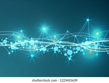 	
Big Data Visualization Background. Modern futuristic virtual abstract background. Science network pattern, connecting lines and dots. Global network connection vector