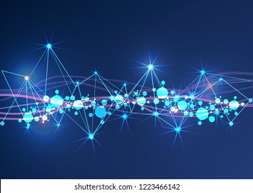 Big Data Visualization Background. Modern futuristic virtual abstract background. Science network pattern, connecting lines and dots. Global network connection vector