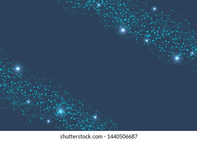 Big Data Visualization Background. Modern futuristic virtual abstract background. Science network pattern, connecting lines and dots. Global network connection vector.