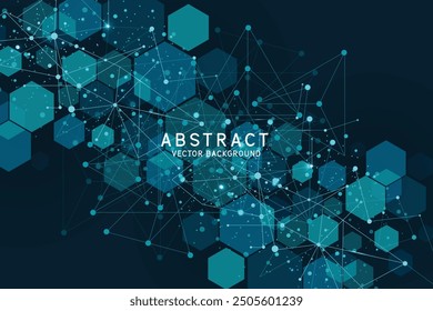 Big Data Visualization Background. Modern futuristic virtual abstract background. Science network pattern, connecting lines and dots. Global network connection