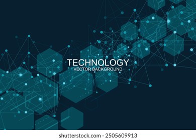 Big Data Visualization Background. Modern futuristic virtual abstract background. Science network pattern, connecting lines and dots. Global network connection