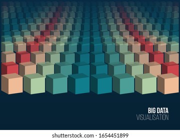 Big data visualization. Background with square array . Connection structure. Data array visual concept. Big data connection complex.